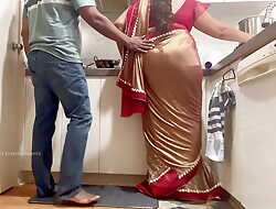 Indian Couple Romance regarding the Larder - Saree Sex - Saree lifted up and Ass Spanked