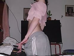 He fucks his stepsister humbly so no one notices, she undresses naked to fuck her pink slit