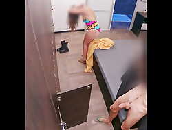 MIXED RESTROOM ADVENTURE: dickflash and showing off for two sluts at swimming pool restroom