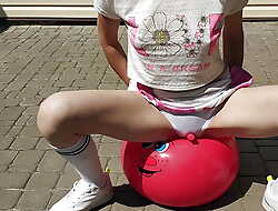 Sizzling Milf With the addition of Her Self-pollution Fantasy. DP Riding Fitness Ball